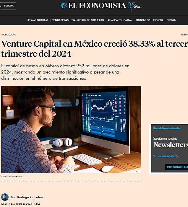 Venture Capital en Mxico creci 38.33% al tercer trimestre del 2024